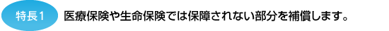 特長1 医療保険や生命保険では保障されない部分を補償します。